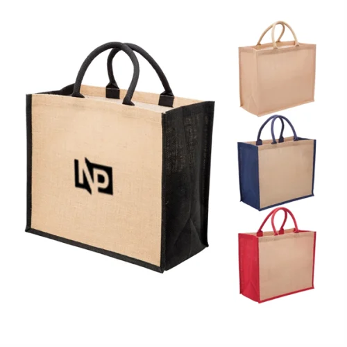 Jute Shopper Tote Bag