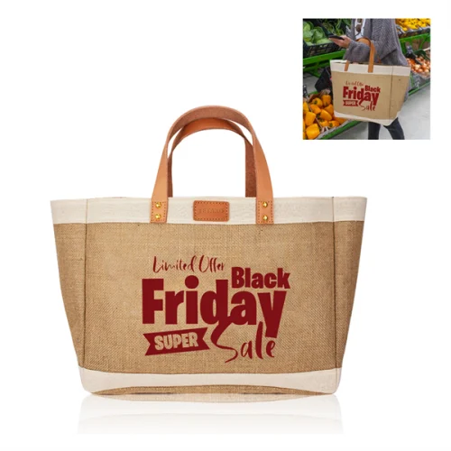 33.1 Large Burlap Jute Grocery Boat Tote