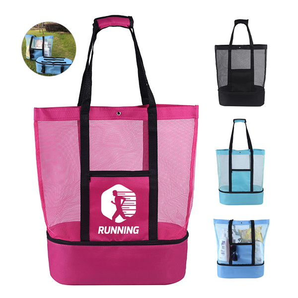 39.1 Mesh Beach Tote Bag W/ Cooler