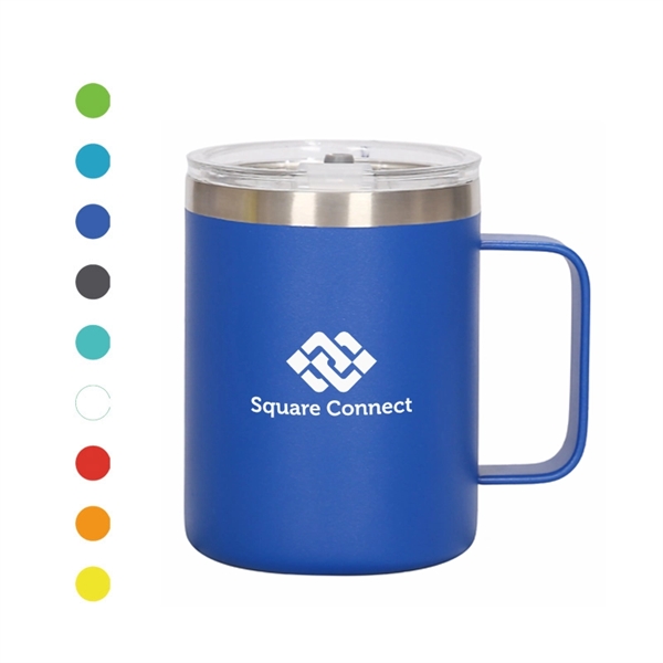 14 oz Powder-Coated Insulated Hiking Mug W/ Handle