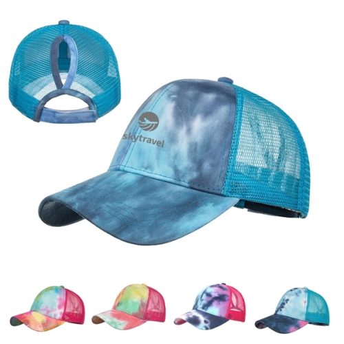 Tie Dye Ponytail Mesh Back Cap