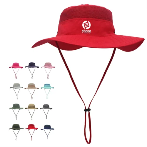 Wide Brim Bucket Hat With Drawstring