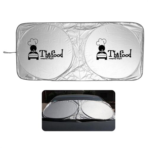 49157534 Car Sun Shade Foldable Double Circle Coated Silver Cloth