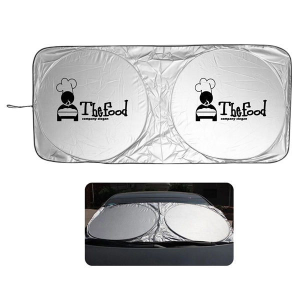 Car Sun Shade Foldable Double Circle Coated Silver Cloth
