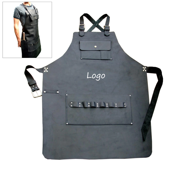 Pu Leather Work Apron W/ Tool Pockets