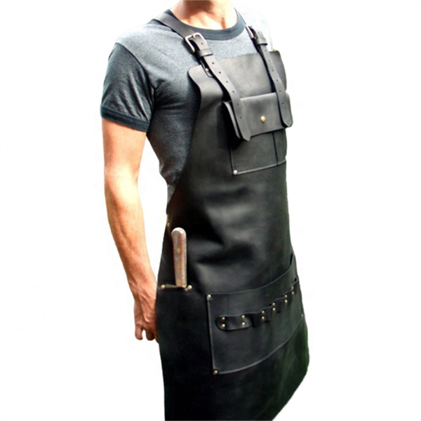 Pu Leather Work Apron W/ Tool Pockets