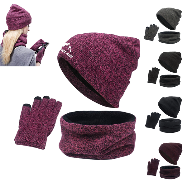 Warm Hat Scarf Gloves Set