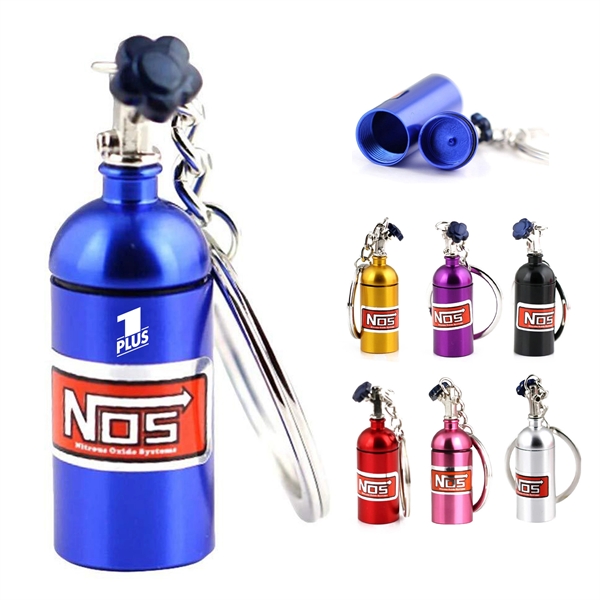 Nos Bottle Pill Box Container Keyring