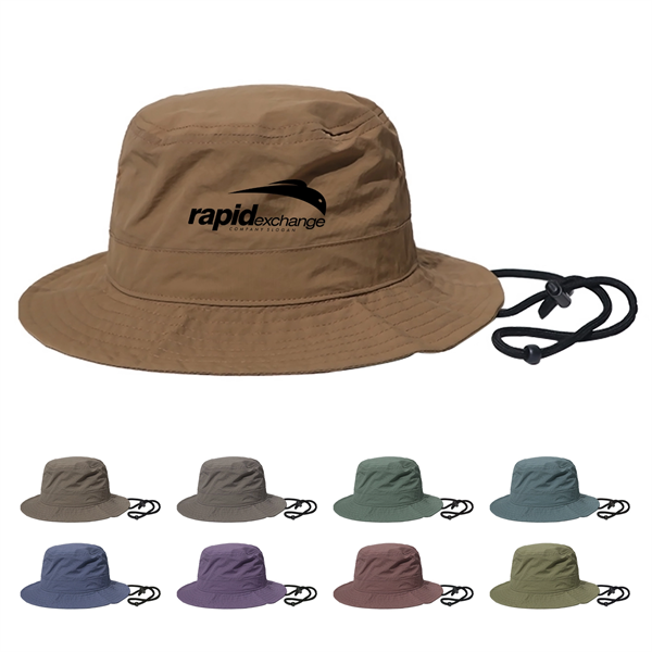 Wide Brim Bucket Hat With Drawstring