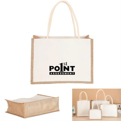 5.1 Two-Tone Linen Canvas Tote Bag