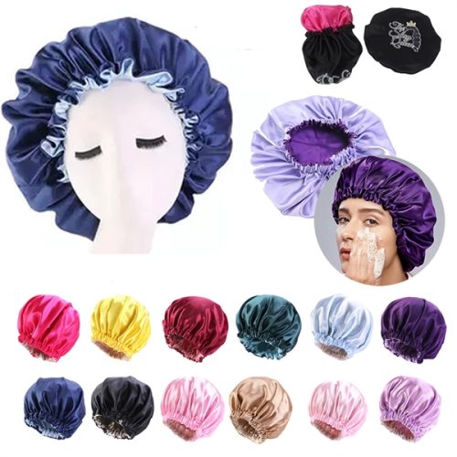Double Layer Reversible Satin Sleep Bonnet Cap