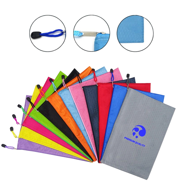 Zippered Canvas File Bag A4 Document Folder