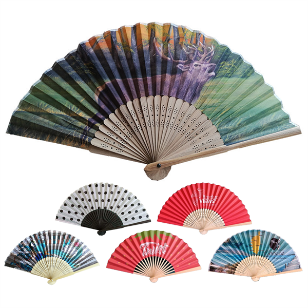 Folding Hand Fan With Bamboo Rib