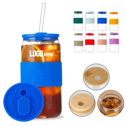 16oz Glass Can Cup With Lid And Straw