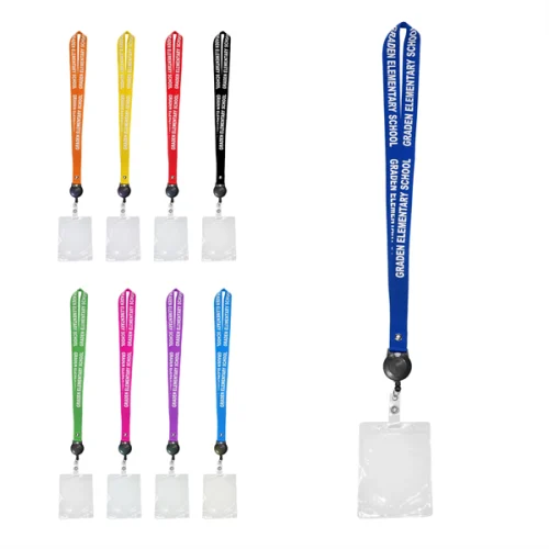 9 3/4" Knitted Lanyard W/ Retractable Badge Reel