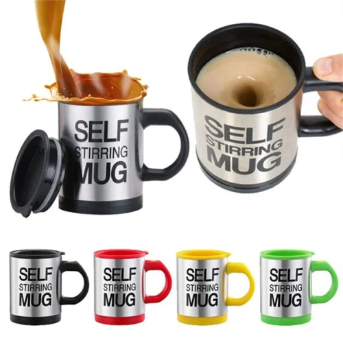 9 Self Stirring Stainless Steel Coffee Mug 13.5Oz