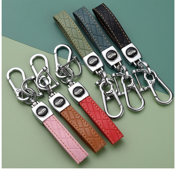Pu Leather Indenting Rectangle Keychain