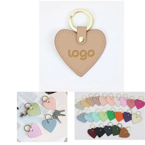 Genuine Leather Heart-Shaped Keychain