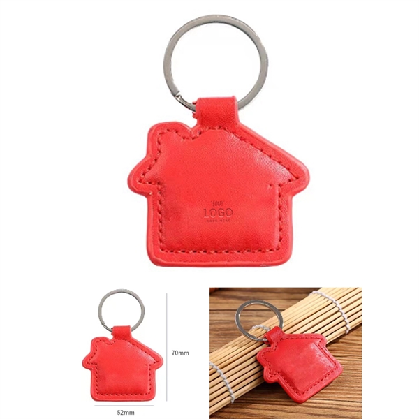 House Shape Pu Leather Led Keychain