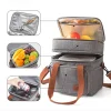 "Reusable Leakproof Double Deck Soft Insulated Tote Lunch Bag NF6754  "