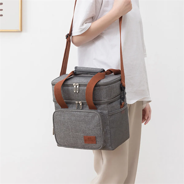 "Reusable Leakproof Double Deck Soft Insulated Tote Lunch Bag NF6754  "