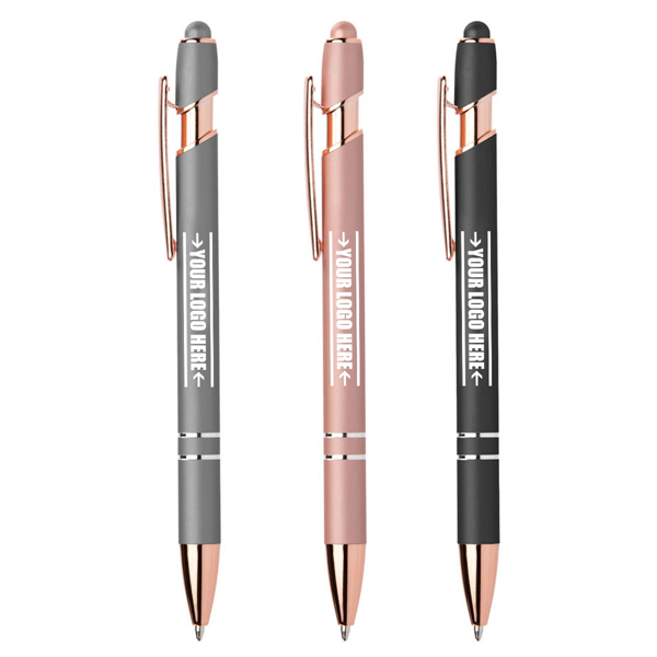 1.0Mm Medium Pointrose Gold Metal Ballpoint Pen With Stylus