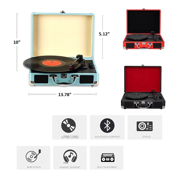 303168446 Vintage Bluetooth Portable Record Player With Speakers