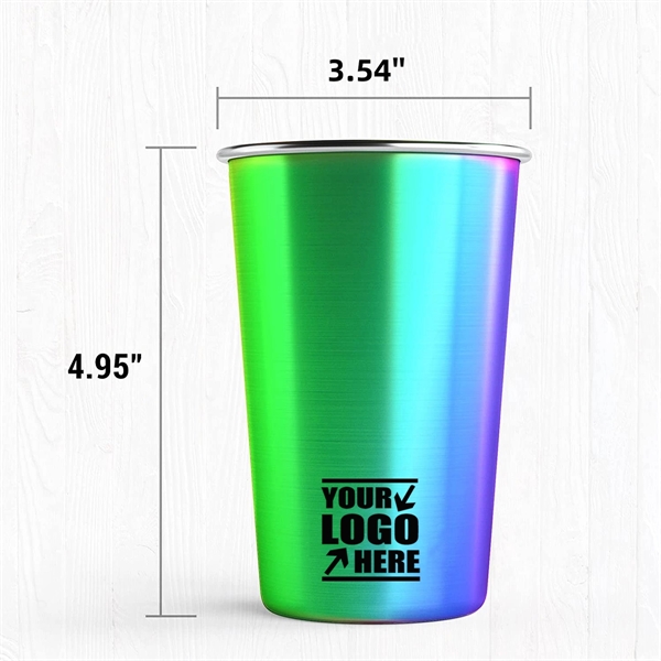 Rainbow Stainless Steel 16 oz Stackable Durable Cups