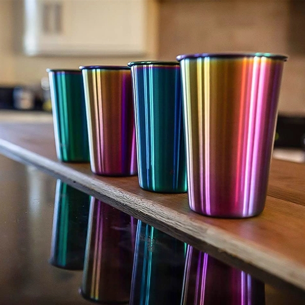 Rainbow Stainless Steel 16 oz Stackable Durable Cups