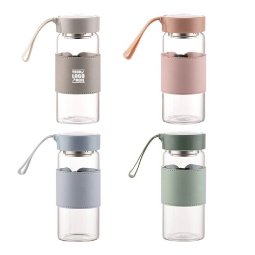 307880200 16oz Leather Sleeve Glass Water Bottle