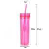 311701736 Clear Bottle Double-Wall Cup with Colorful Lid and Straw