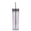 311701737 Clear Bottle Double-Wall Cup with Colorful Lid and Straw