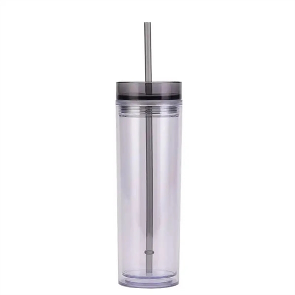 311701737 Clear Bottle Double-Wall Cup with Colorful Lid and Straw