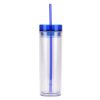 311701738 Clear Bottle Double-Wall Cup with Colorful Lid and Straw