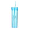 311701740 Clear Bottle Double-Wall Cup with Colorful Lid and Straw