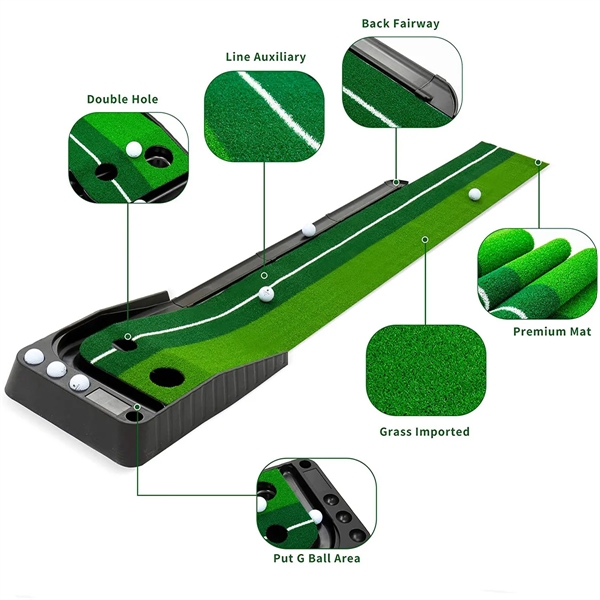 Indoor Golf Putting Green with Ball Return