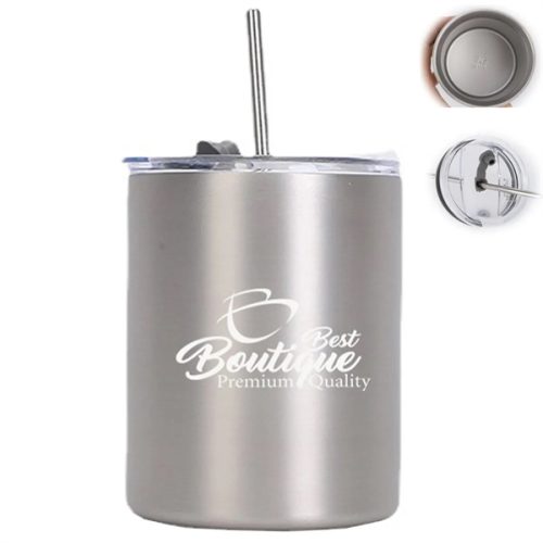 10Oz Stainless Steel Insulated Vacuum Cup With Straw