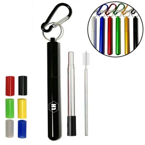324948086 Travel Portable Foldable Telescopic Metal Straw