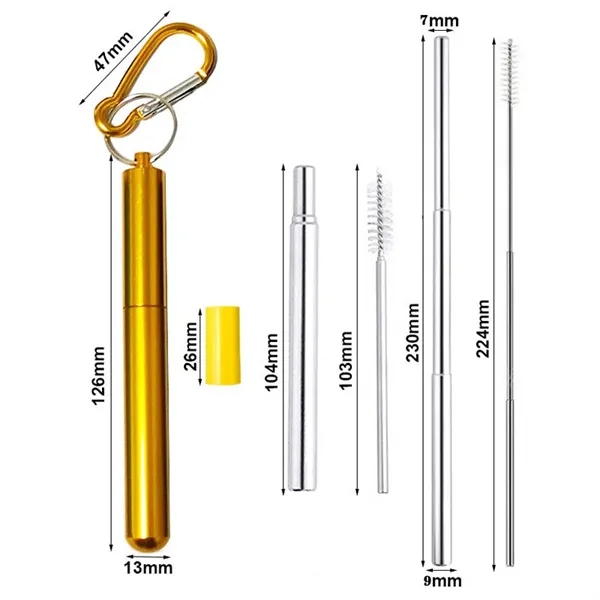 Travel Portable Foldable Telescopic Metal Straw