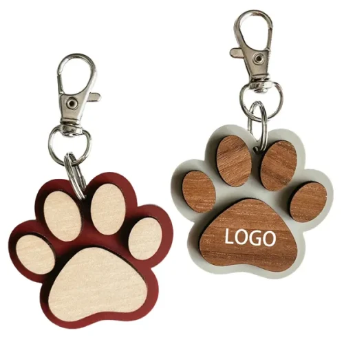 Wood Dog Paw Keychain