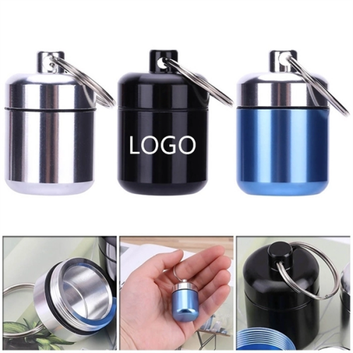 Aluminum Alloy Medicine Pill Box Case Container Keychain