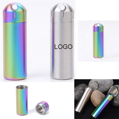 Stainless Steel Waterproof Pill Box Keychain