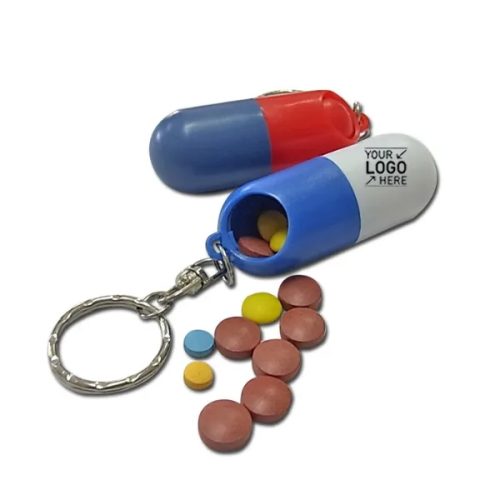 Capsule Shaped Keyrings, Pill Holder