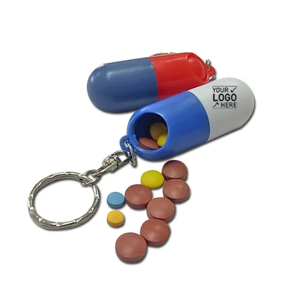 Capsule Shaped Keyrings, Pill Holder