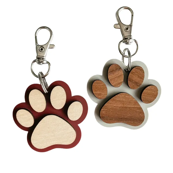 Wood Dog Paw Keychain