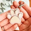 Wood Dog Paw Keychain