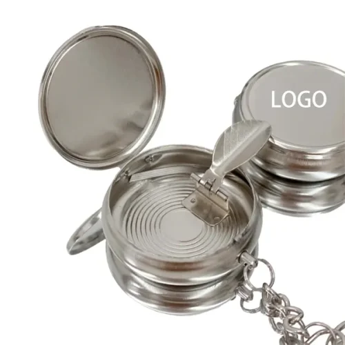 Stainless Steel Portable Pocket Circular Ashtray Key Chain