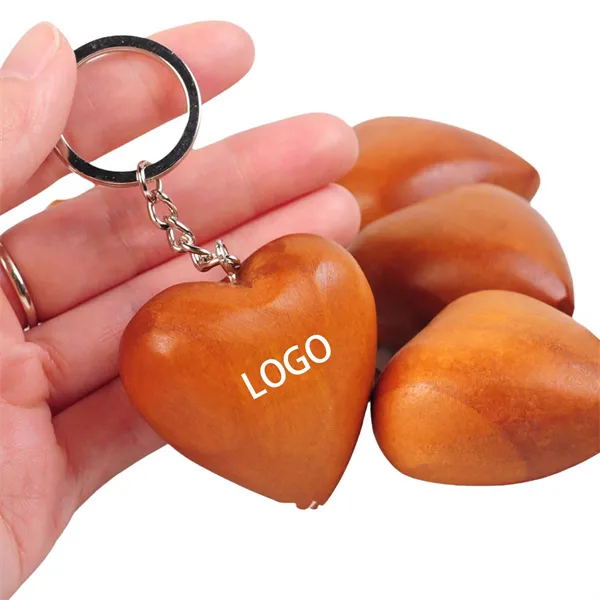 Wooden Heart Shaped Keychain Pendant