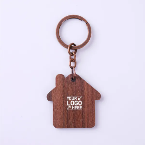 Wood House Shaped Keychain