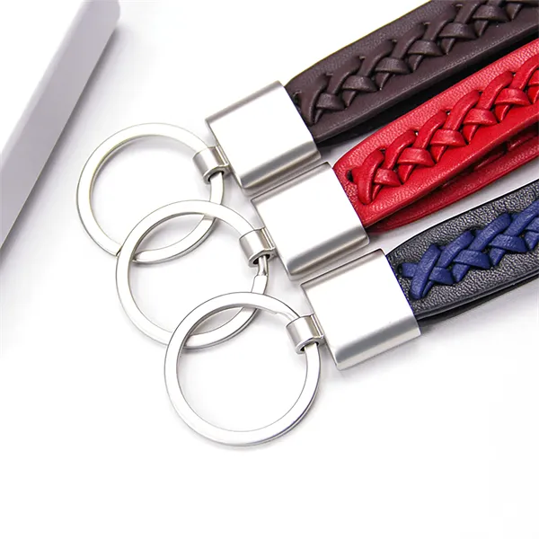 Hand Knit Leather String Keychain